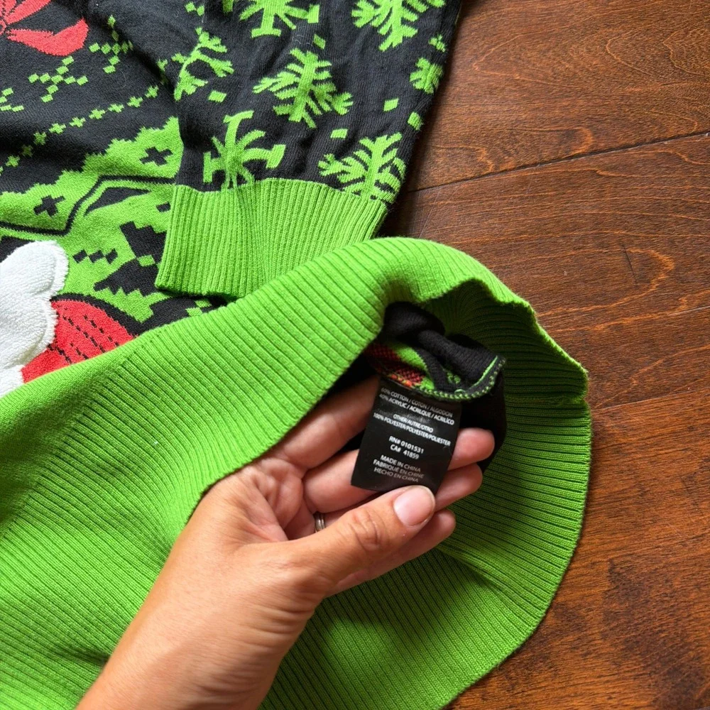 Dr. Seuss The Grinch Christmas Sweater Mens XXL Black Green Holiday Crew Neck